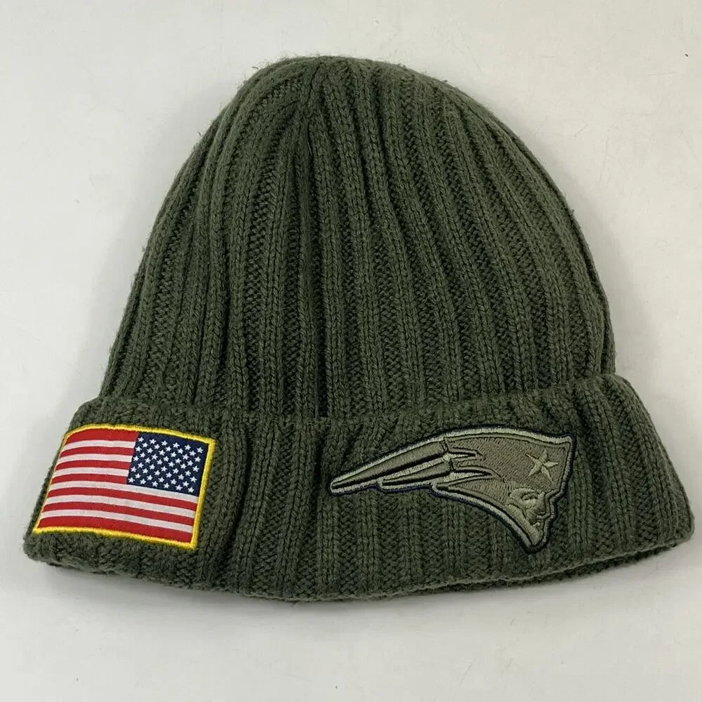 New England Patriots New Era Youth Beanie NFL Salute To Service Green Knit Cap
